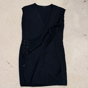 All Saints Black Lace-Up Mini Dress